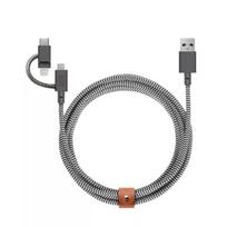 USB 2.0 duomenų kabelis Native Union BELT-ULC-ZEB-NP 2 m USB A į USB‑C / Micro‑USB B / Lightning juodas baltas