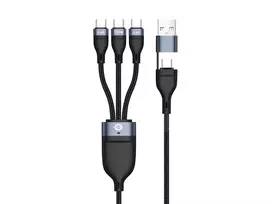 Conceptronic ETTA06B15C 3-in-1 100W greito įkrovimo duomenų laidas 1,5 m, trigubas USB-C, USB 2.0, E-Mark