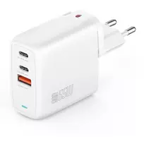 4smarts GaN Flex Universal baltas sieninis įkroviklis 65W 2xUSB-C + 1xUSB-A