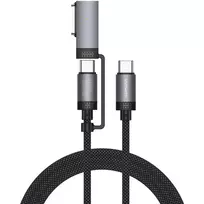 USB laidas 4smarts ComboCord 2m USB C USB C/MagSafe 3 juoda pilka