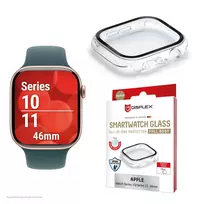 PanzerGlass Displex 10H apsauginis stiklas Apple Watch 11/10 42mm, viso korpuso grūdintas stiklas, IP68, užsegamas, juodas matinis