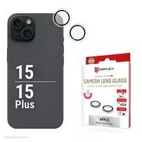 Displex Premium kameros stiklo apsauga, iPhone 15/15 Plus, 10H, viengubas žiedas, DLC, permatoma, Quick Mount