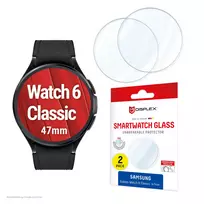 Displex 9H stiklinė apsauga Galaxy Watch 6 Classic (47mm), 2 vnt., itin plona, be rėmelio, nuo pirštų atspaudų, pagaminta Vokietijoje