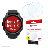 Displex 9H Stiklas Garmin fenix E/fenix 8 (51mm), 2 vnt., itin plonas, be rėmelio, apsauga nuo pirštų atspaudų, pagaminta Vokietijoje