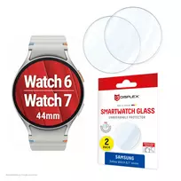 Displex 9H stiklinė apsauga Samsung Galaxy Watch 7/6 (44 mm), 2 vnt., ypač plona, be rėmelio, apsauganti nuo pirštų atspaudų, pagaminta Vokietijoje
