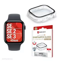 Displex 10H Grūdintas stiklas Apple Watch SE3/SE2/SE (40 mm), pilnas korpuso dangtelis, IP68, snap-on, permatomas