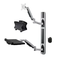 StarTech.com Sieninis darbo stalas su VESA laikikliu 32 colių monitoriams (10 kg), pilnai reguliuojamas vieno monitoriaus laikiklis ir klaviatūros lentyna su staliniu kompiuteriu/PC laikikliu, stovimas stalas