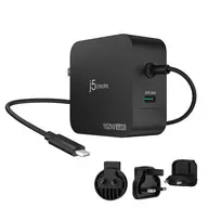 j5create 102W GaN PD USB-C 2 prievadų įkroviklis su keičiamais kištukais