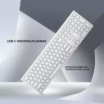 ALOGIC Echelon USB-C belaidė klaviatūra, pilno dydžio QWERTZ, balta