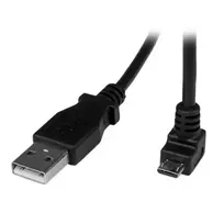 StarTech.com 2 m Micro USB laidas – A į žemyn kampu Micro B, 2 m, USB A, Micro-USB B, USB 2.0, 0.48Gbit/s, juoda