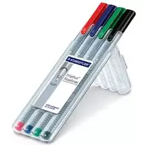 Finelaineris Staedtler 334 SB4 juoda, mėlyna, žalia, raudona