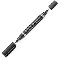 Permanentinis markeris Staedtler Lumocolor Duo plonas/storas antgalis juodas