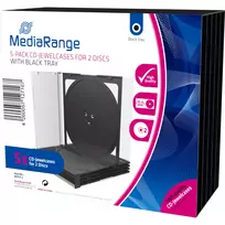 MediaRange BOX31-2 CD/DVD dėžutės 2 diskams, juodos/permatomos, 5 vnt. rinkinys
