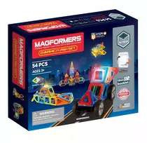 MAGFORMERS Dynamic Flash 54 vnt. magnetinis konstravimo rinkinys – kvadratinės ir trikampės plytelės