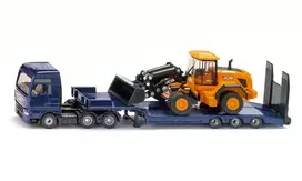 Siku 1790 vilkikas su puspriekabe ir JCB ratiniu krautuvu, metalas/plastikas, 3+ metams, juoda/mėlyna/geltona