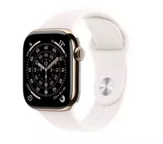 Apple Watch Series 11 GPS + Cellular 42 mm auksinis titano korpusas su šviesiai rožiniu sportiniu dirželiu S/M
