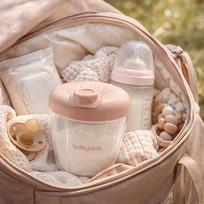 BABYONO Smėlio spalvos pieno miltelių talpykla