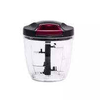Rankinis smulkintuvas Jata HMAQ4506, 0,9 l, nerūdijančio plieno peiliai, aukštis 140 mm, skersmuo 12,5 cm, juoda/raudona/skaidri