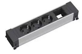 Prailginimo laidas Bachmann 916.006 — 3 kištukiniai lizdai, 0,2 m laidas, aliumininis korpusas, juoda/pilka