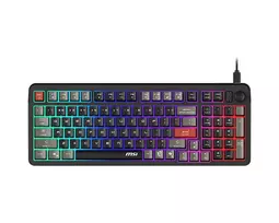 Klaviatūra MSI Forge GK110 — Pilno dydžio (100%), USB laidinė, QWERTY JAV anglų, membraninė, RGB apšvietimas, 97 klavišai, Juoda