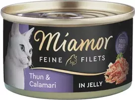 Šlapias kačių ėdalas Miamor MIAMOR Feine Filets Tuna 100 g skardinė, suaugusiems, žuvies skonio, 13% baltymų, 83% drėgmės
