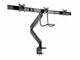 Stalinis monitoriaus laikiklis GEMBIRD MA-DA3-03, 3 rankenos, dujinė spyruoklė, VESA 75–100x100, tinka 3 ekranams iki 27 colių, maks. 18 kg, juodas