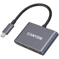 USB-C 3-in-1 Hub CANYON DS-3 tamsiai pilka – USB-C į USB-A + HDMI + PD įkrovimo perdavimas