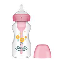 Dr. Brown's Butelis su plačiu kaklu 270ml Options + rožinės spalvos saulėgrąžų dekoras