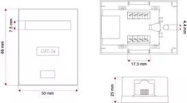 Tinklo jungiamoji dėžutė Alantec GN005 — Cat5e, F/UTP (FTP) ekranavimas, balta, 50×66×25 mm