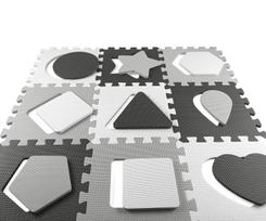 MILLY MALLY Porolono dėlionės kilimėlis 25 vnt. Jolly 3x3 Shapes - pilka