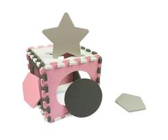 MILLY MALLY Jolly 4x4 formų dėlionės putplasčio kilimėlis - rožinė pilka