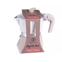 Moka puodas Pedrini 02CF168 – aliumininis kavos virimo aparatas viryklei, 3 puodeliams