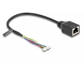 Tinklo kabelis DeLOCK 88007 RJ45 į 4 kontaktų ir 6 kontaktų šukas, Cat5e, 0,3 m, juodas