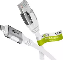 Tinklo kabelis Goobay 74166 USB C RJ-45 Cat6 1,5 m Baltas