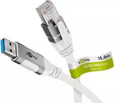 Tinklo kabelis Goobay 74164 USB A RJ-45 Cat6 15 m Baltas