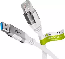 Tinklo kabelis Goobay 74162 USB A – RJ-45 Cat6 7,5 m baltas
