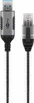 Goobay 74398 USB 3.0 tipo A į RJ45 adapterinis kabelis 7,5 m juodas sidabrinis