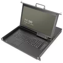 Digitus 17 colių HD LCD KVM konsolė su 16 prievadų HDMI ir vokiška klaviatūra