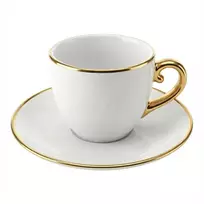 Cappuccino rinkinys BIALETTI PGOLD004 — Pure Gold, 2 puodeliai su lėkštutėmis