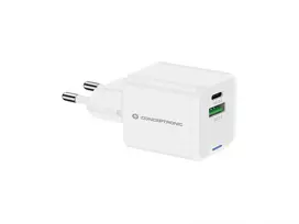 Conceptronic 2 prievadų 20 W GaN USB PD įkroviklis, USB-C x 1, USB-A x 1, QC 3.0, PPS