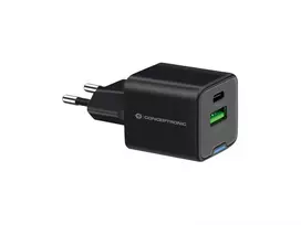 Conceptronic 2 prievadų 20W GaN USB PD įkroviklis, USB-C x 1, USB-A x 1, QC 3.0, PPS