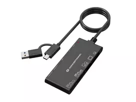 7-in-1 kortelių skaitytuvas CONCEPTRONIC BIAN10B — USB 3.2 Gen 1 Type-A/Type-C, CF/MMC/MS/SD/MicroSD/xD, juodas