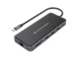 Conceptronic DONN15G dokų stotelė / prievadų išplėtimo adapteris, USB 3.2 Gen 1 Type-C, pilka