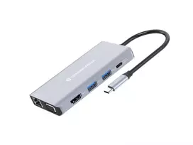Conceptronic DONN20G 10-in-1 USB 3.2 Gen 1 dokų stotelė, HDMI, VGA, USB-A 3.0 x 3, SD, TF/MicroSD, garsas, GbE LAN, 100W USB PD