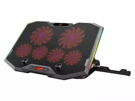 Conceptronic THYIA ERGO 6-ventiliatorių aušinimo stovas nešiojamam kompiuteriui, 43,2 cm (17 colių), 6 vnt., mygtukai, pilka, mėlyna, žalia, raudona, Kinija