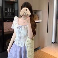 La Chapelle Ruffled Floral Blouse M abrikosas