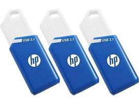 USB atmintukas HP X755W PACK x3 – 128GB, USB Type-A 3.2 Gen 1, slankioji konstrukcija, mėlyna/balta