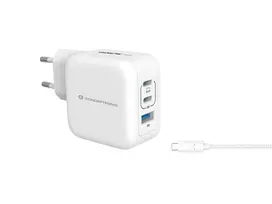 Conceptronic 3 prievadų 67W GaN USB PD įkroviklis su USB-C įkrovimo laidu, USB-C x 2, USB-A x 1, QC 3.0, PPS