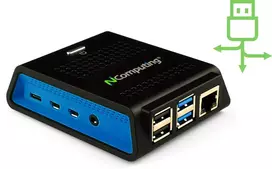 Kompiuteris NComputing RX420 RDP Intel Celeron 4GB RAM 32GB SSD Integruota grafika Windows 10