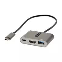 StarTech.com USB-C kelių prievadų adapteris, USB-C į HDMI 4K vaizdas, 100W PD perdavimas, USB 3.0 šakotuvas 5Gbps (1xType-C/1xA), USB-C mini dokas, USB-C kelioninis dokas, nešiojama nešiojamojo kompiuterio dokavimo stotelė